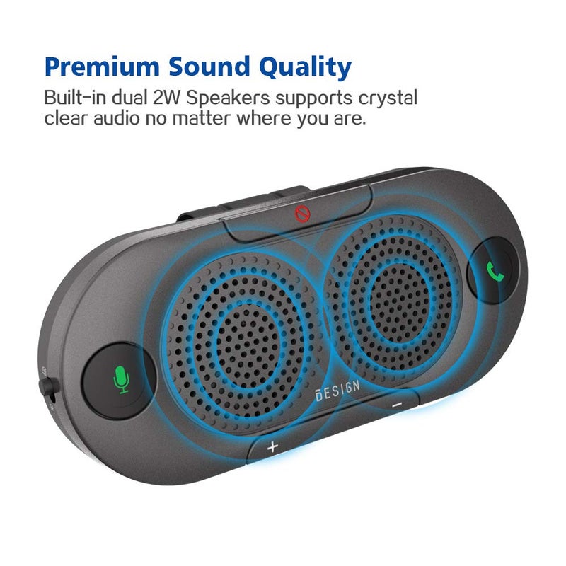Besign BK06 Bluetooth 5.0 in Car Speakerphone with Visor Clip, Wireless Car Kit for Handsfree Talking, Motion Auto On, Siri Google Assistant Support, Dual 2W Speakers - Image 2